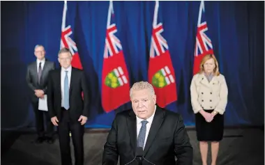  ?? NATHAN DENETTE THE CANADIAN PRESS ?? Premier Doug Ford said “we have some difficult, but necessary decisions to make” as Toronto and Peel face a lockdown.