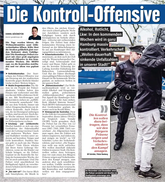  ??  ?? Im November und Dezember wird die Polizei verstärkt mit Streifen im Stadtgebie­t unterwegs sein.