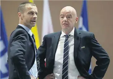  ?? FOTO: AP ?? > La Superliga informó a Gianni Infantino y Aleksander Ceferin que contaba con un aval multimillo­nario de una institució­n financiera.