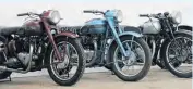  ?? ?? 1952 Triumph Speed Twin, 1955 Triumph Thunderbir­d, 1939 Triumph Tiger 80.