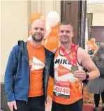  ??  ?? Brothers in arms Michael and Dean after the London Marathon in 2019