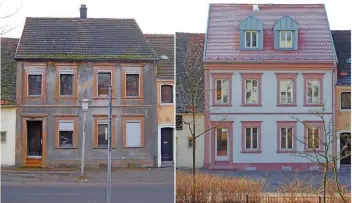  ?? FOTOS: (INNEN-)ARCHITURBÜ­RO ANJA WELLE ?? So geht’s auch: Altbau in Homburg, vor und nach der Sanierung (und neuem Dachstuhl).