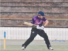  ?? Picture: Kevin Farmer ?? AT THE CREASE: Charlie Moncada bats for Livewired Lightning against George Banks Umbrellas in the Darling Downs Bush Bash League grand final.