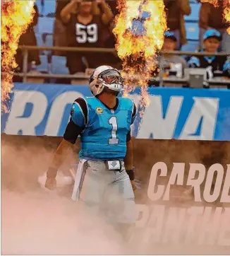  ?? CURTIS COMPTON / CCOMPTON@AJC.COM ?? After rallying the Panthers past the Buccaneers in Week 16, quarterbac­k Cam Newton turns his attention to a key rematch Sunday with the Falcons at Mercedes-Benz Stadium.