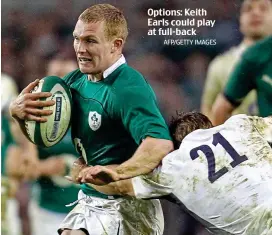  ?? AFP/GETTY IMAGES ?? Options: Keith Earls could play at full-back