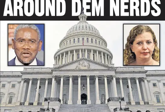  ??  ?? OUCH! A staffer for Rep. Gregory Meeks (left) of Queens has fled the country. Rep. Debbie Wasserman Schultz (right) is also roiled by the scandal.