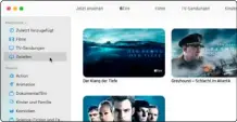  ?? ?? Lokal gespeicher­te Filme von itunes oder Apple TV+ findest du in der Mediathek der TV-APP unter „Geladen“.