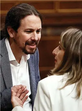  ?? ?? El exvicepres­idente, Pablo Iglesias, y la vicepresid­enta y ministra Yolanda Díaz.