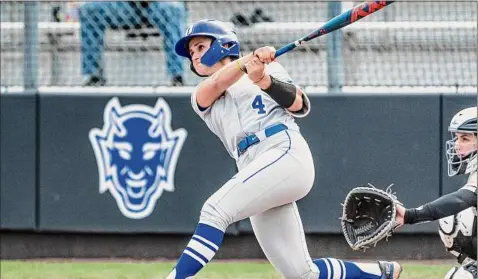  ?? Duke Athletics ?? Sophomore Ana Gold, a Ballston Spa alum, has hit 10 home runs in 29 games for the 15th-ranked Duke Blue Devils this year.