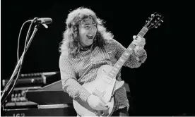 ?? Photograph: Fin Costello/Redferns ?? Bernie Marsden playing the guitar on the set of a video shoot for Whitesnake at Shepperton Studios in 1978.