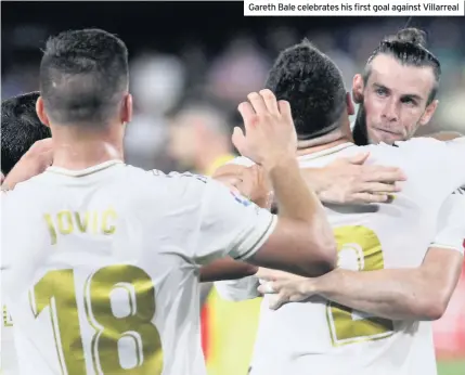  ??  ?? Gareth Bale celebrates his first goal against Villarreal