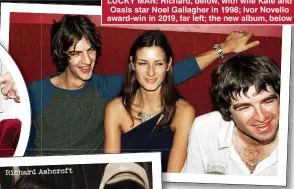  ?? ?? LUCKY MAN: Richard, below, with wife Kate and Oasis star Noel Gallagher in 1998; Ivor Novello award-win in 2019, far left; the new album, below