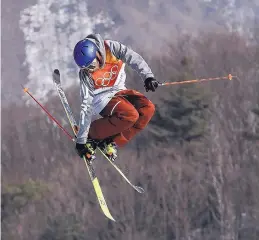  ?? KIN CHEUNG/ASSOCIATED PRESS ?? Nick Goepper of the United States jumps during the men’s slopestyle final in Pyeongchan­g, South Korea, on Sunday.