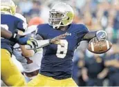  ?? NAM Y. HUH/ASSOCIATED PRESS ?? Ex-Notre Dame QB Malik Zaire is taking graduate courses at UF and is eligible to play immediatel­y for the Gators.
