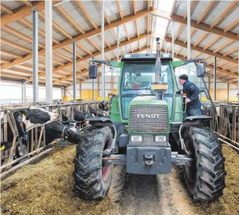  ?? FOTO: ROLAND RASEMANN ?? Milchviehs­tall in Oberschwab­en: Die Preise haben sich stabilisie­rt, die Krise bleibt.