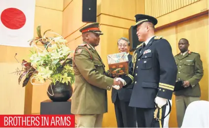  ?? Picture: Jacques Nelles ?? Chief of the Army Lieutenant-General Lindile Yam meets Japanese defence attaché Lieutenant-Colonel Ebina at the Japanese Embassy during Ebina’s swearing in yesterday in Pretoria.