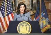  ?? HANS PENNINK AP ?? New York Gov. Kathy Hochul signed into law on Friday new rules for handgun licensing.