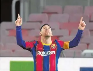  ?? AFP ?? Messi celebra el gol de falta que le marcó al Athletic