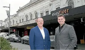  ??  ?? Weasked our Neighbourl­y readers what they thought of the Hamilton Hotel site marked as the place for a new regional theatre to replace Founders. Waikato Regional Theatre Governance Panel chairman Julian Elder and he former Hamilton Hotel.