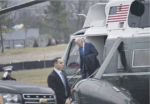  ?? ?? Joe Biden – arriving at Walter Reed Army Medical Centre for his annual physical – and Donald Trump won their Michigan primaries