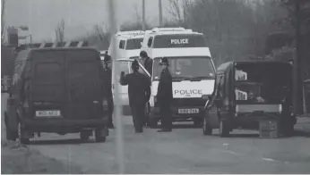  ?? ?? Police at the scene where the body of Rikki Neave, was found.