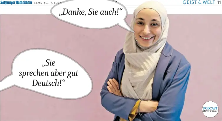  ?? BILD: SN/GLAS ?? Haliemah Mocevic ist Psychologi­n. Im Gespräch mit den SN erzählt sie von ihrem Alltag als gläubige Muslimin.