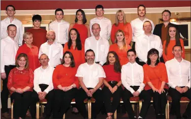  ?? Photo by Michelle Cooper Galvin ?? The Rathmore GAA and LGFA launching their Strictly Come Dancing. FRONT FROM LEFT: Sadie Linehan, Mike Cronin, Caroline O’Connor, Adrian Moriarty, Katelynn O’Keeffe, John Christy Nagle, Mary Moynihan, Benny Moss. CENTRE FROM LEFT: Kieran Fleming, Marguerite Doyle, Tony Moynihan, Mary Kelliher, Con Murphy, Siobhan Murphy, Paul Horan, Juliette Culloty.BACK FROM LEFT: Danny Kelleher, Katie Cremin, Paul Murphy, Julie McCarthy, John Moynihan, Joanne Murphy, Sean O’Riordan and Joe Burkett. It will be held on November 17 at the INEC, Killarney. Tickets are available from Rathmore GAA officers, The Wash Basket, Rathmore, and the night’s dancers.