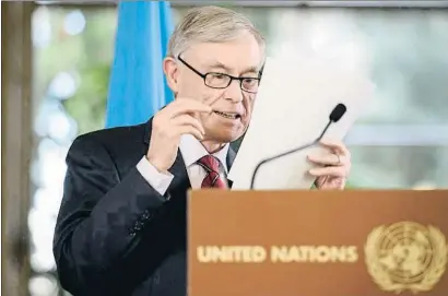  ?? FABRICE COFFRINI / AFP ?? El enviado especial de la ONU para el Sáhara Occidental, Horst Köhler, en Ginebra