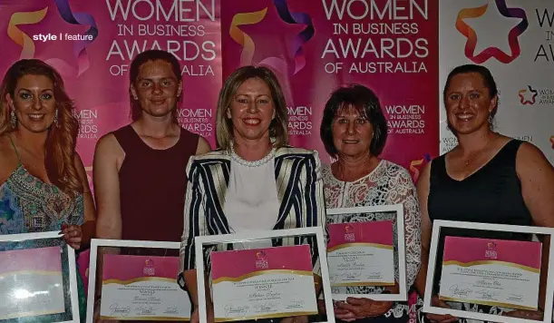 ?? PHOTO: JOHN PRYKE ?? Downs Women in Business Awards winners Beau Minnett, Victoria Harris, Melissa Taylor, Maddie Burton and Aleacia Olm.