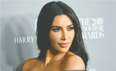  ?? — ANGELA WEISS/GETTY IMAGES FILES ?? Kim Kardashian West’s quest for justice for those poorly served by the system may be admirable but it is also reflected through a subjective prism that smacks of self-aggrandize­ment.