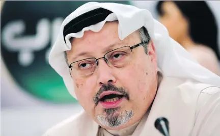  ?? HASAN JAMALI/THE ASSOCIATED PRESS FILES ?? Saudi journalist Jamal Khashoggi is shown in 2015. Omar Abdulaziz, a Quebec-based Saudi exile and friend of Khashoggi, told the Washington Post the two had discussed projects to counter Saudi propaganda and promote democracy in the Arab world.