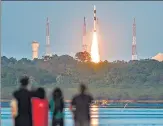  ?? PTI ?? PSLV-C53 is launched in Sriharikot­a on Thursday.