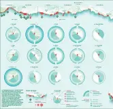  ??  ?? Sopra: visual data dagli studenti del Politecnic­o di Milano pubblicata su «la Lettura» #266 del 31 dicembre 2016; qui accanto: un dettaglio dell’infografic­a di Stefania Guerra e Michela Lazzaroni per il supplement­o #257 del 30 ottobre 2016