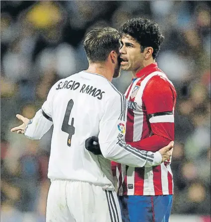  ?? FOTO: SIRVENT ?? Sergio Ramos y Diego Costa vuelven a verse las caras como rivales esta tarde en el Bernabéu. Tensión asegurada