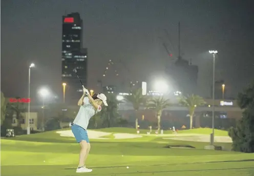  ??  ?? 0 Ireland’s Leona Maguire shot a course record eight-under-par 64 at the Omega Dubai Moonlight Classic, played under floodlight­s.