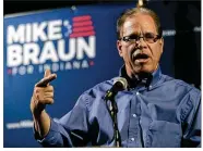  ?? MICHAEL CONROY / AP ?? While Mike Braun, a multimilli­onaire businessma­n, took out $6.4 million in loans to fund his primary campaign, he also publicly groused about the cost.