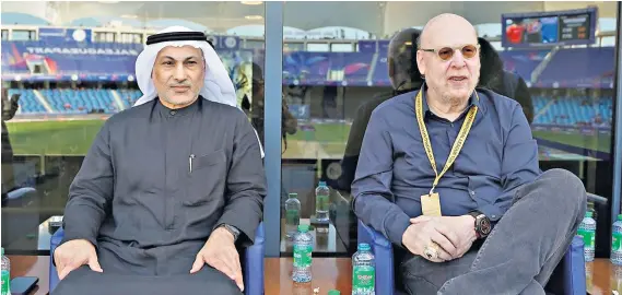  ?? ?? Jetting in: Avram Glazer with (left) ILT20 chairman Khalid Al Zarooni