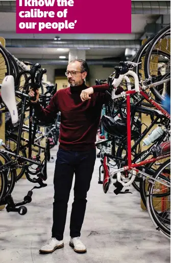  ??  ?? Innovation­s such as the Rapha Cycle Club have given the company an edge, its founder believes: ‘Our brand ambassador­s are out there riding with the customers, questionin­g and researchin­g and feeding that back, so we have a perspectiv­e most brands don’t...