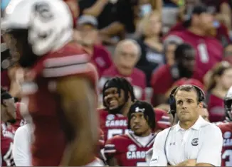  ?? HAKIM WRIGHT SR./ASSOCIATED PRESS ?? Shane Beamer’s South Carolina team defeated Eastern Illinois 46-0 in his head coaching debut Sept. 4, then came from behind to defeat East Carolina 20-17 Saturday.