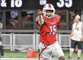  ?? HYOSUB SHIN / HYOSUB.SHIN@AJC.COM ?? North Gwinnett High’s Jared Ivey (shown during an August game vs. Colquitt County) is one of two defensive ends in the Jackets’ signing class.