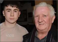  ??  ?? Kyle Smyth and Michael Killeen at St. Dominics FC presentati­on night in Oriel Park.