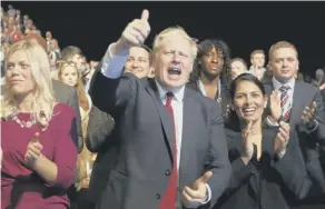  ??  ?? 0 Boris Johnson during a speech by Sajid Javid at the Tory Party Conference