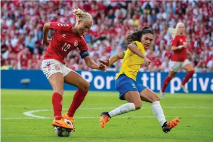  ?? Photograph: Gonzales Photo/Alamy ?? Pernille Harder (left) is one to watch for 2017 runners-up Denmark.