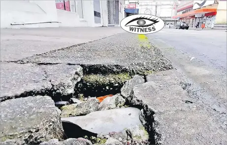  ?? Picture: JONA KONATACI ?? This damaged portion of the footpath along Ellery St in Suva is a hazard to pedestrian­s and it needs to be fixed.