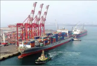  ?? VOC PORT AUTHORITY ?? India’s foreign trade volume last month clocked in at $126.4 billion, up by 30.8 per cent over February 2021.