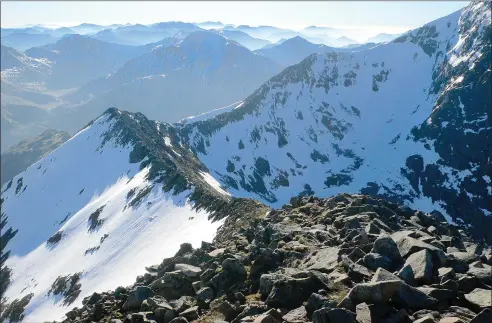  ?? This walking route up Ben Nevis is not suitable for less experience­d walkers, particular­ly those walking alone. Due care should always be taken on places such as the Carn Mor Dearg Arete ??