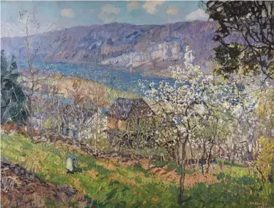  ??  ?? Edward Willis Redfield (1869-1965), Spring at Point Pleasant on the Delaware River, 1926. Oil on canvas, 38½ x 50 in., signed and dated bottom right. Estimate: $300/500,000