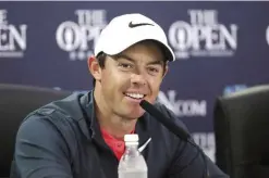  ??  ?? SOUTHPORT: Northern Ireland’s Rory McIlroy speaks during a press conference ahead of the British Open Golf Championsh­ip, at Royal Birkdale, Southport, England yesterday. —AP