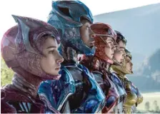  ?? | LIONSGATE ?? Naomi Scott ( from left), RJ Cyler, Dacre Montgomery, Ludi Lin and Becky G in “Saban’s Power Rangers.”