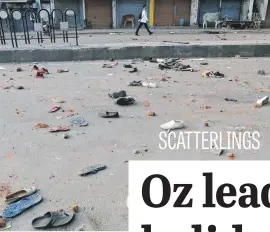  ?? Picture: Reuters ?? The shoes of demonstrat­ors are scattered after a protest against a new citizenshi­p law, in Lucknow, India, on Thursday.